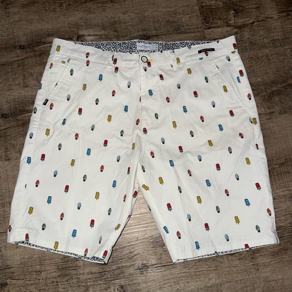 Cactus Man White w/ Multicolor Ice Cream & Popsicle Print Shorts Mens LIKE NEW! - Picture 1 of 8
